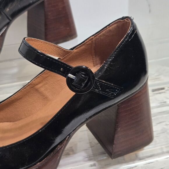 Jonak Paris Shoes 7.5 / 38 Black Leather Chunky Heeled Mary Janes Platform New - Picture 5 of 14